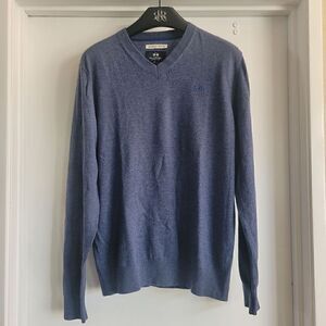 La Martina Buenos Aires merino wool blue heathered v neck